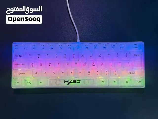 كيبورد كيمنك 61 مفتاحًا مع غلاف شفاف وإضاءة خلفية RGB حقيقية ولوحة مفاتيح ألعاب USB
