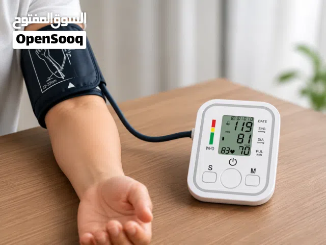 جهاز قياس ضغط الدم الإلكتروني - شاشة LCD - نبض 40-200 نبضة - بطارية وشحن - Generic