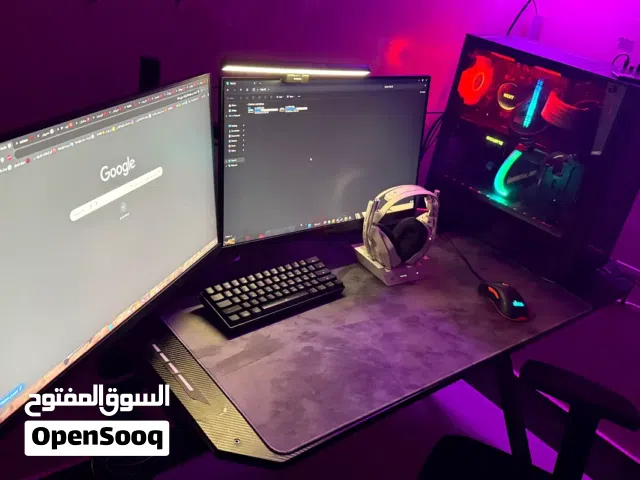 كمبيوتر ألعاب (PC Gaming Setup) كامل للبيع مع شاشتين 144Hz/100Hz وسماعة Astro A50 X
