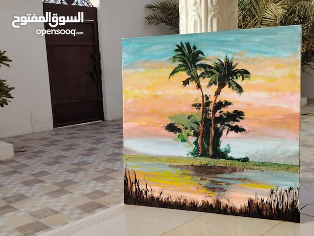 لوحة فنية بألوان أكريليك ومائية