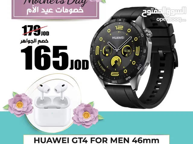 ساعة Huawei GT4  46mm لون اسود مع سماعة هدية وكفالة سنة