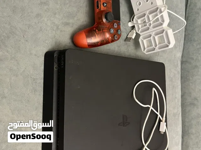 PlayStation 4 slim , controller , charger , and digital clock LED 3D Gaming