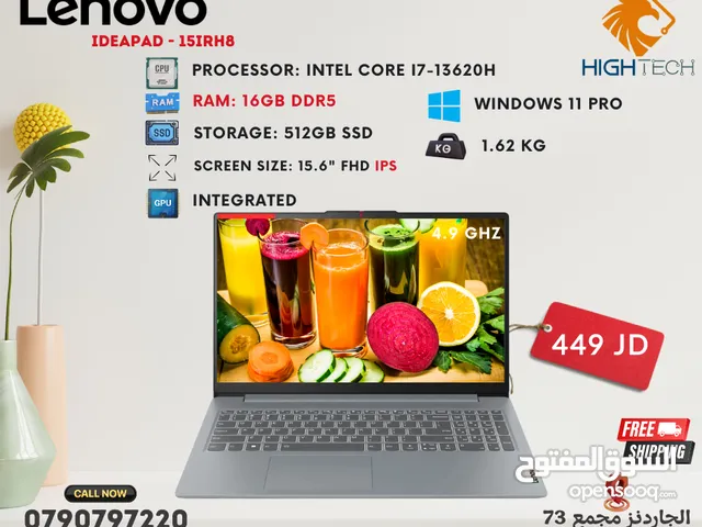 لابتوب لينوفو انتل كور اي 7 جيل 13-16DDR5جيجا - 512جيجا-15.6" FHD وندوز 11- لابتوبات lenovo