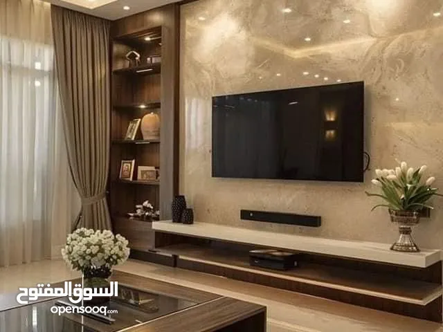 ديكورات الشرقيه شيبورد بديل الرخام بديل الخشب رفوف حامل شاشه انارات مخفيه تكسيات تطعيمات مرايات