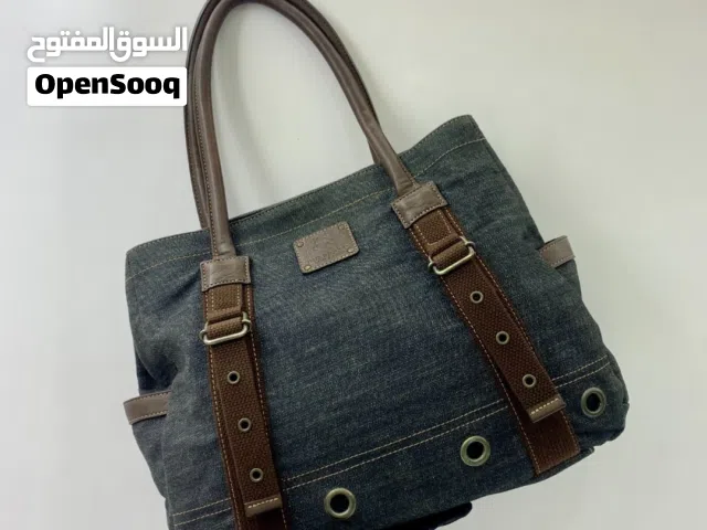Authentic Burberry Blue Label Denim Tote Bag Canvas Leather Shoulder Bag