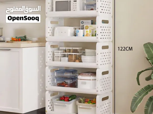 ستاند رفوف متحرك (3 / 4 / 5 أدوار)  حل ذكي لتنظيم البيت بسهولة وأناقة  تصميم متحرك بعجلات