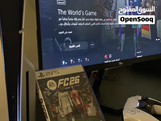 PlayStation 5 slim مساحه 850 gb  شريط fc26 وحدتين تحكم اصلي وكاله
