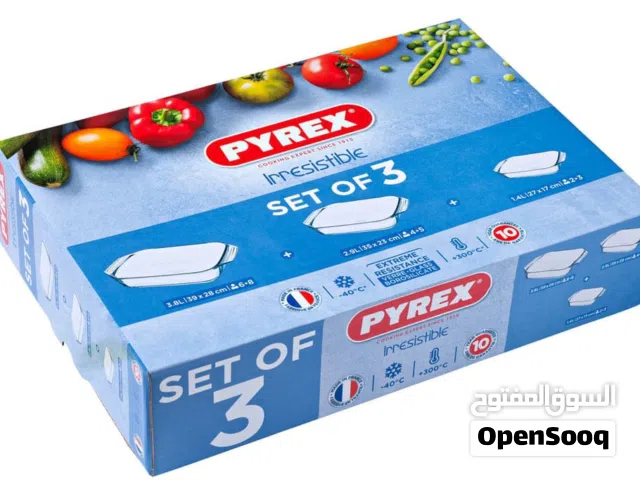 طقم بيريكس 3 قطع جديد لم يستخدم - pyrex set of 3 pieces new