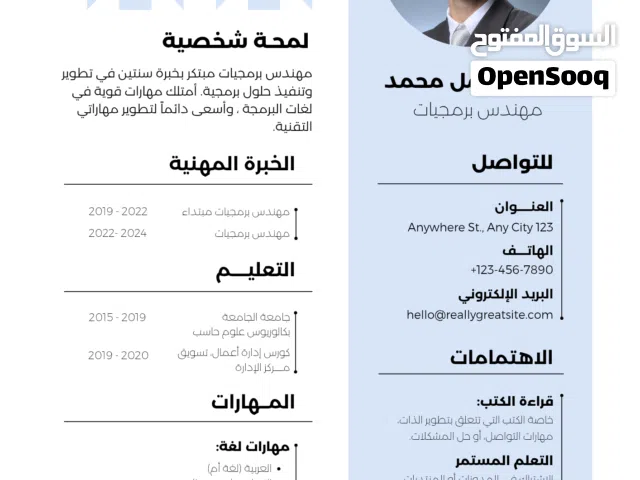 تصميم سيرة ذاتية باحترافية  شوف الوصف