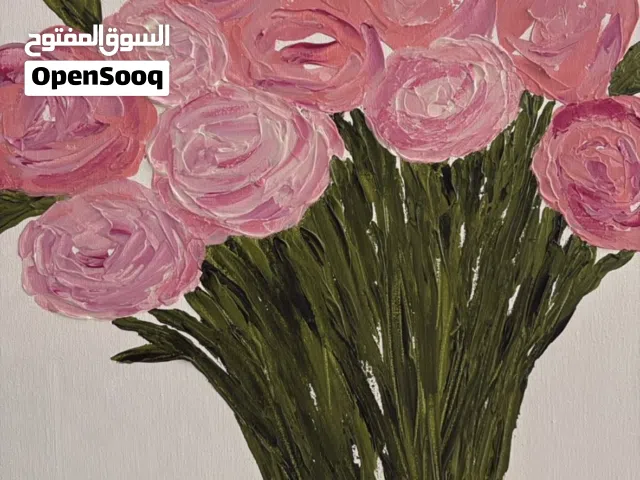 Original Hand-Painted Pink Floral Artwork