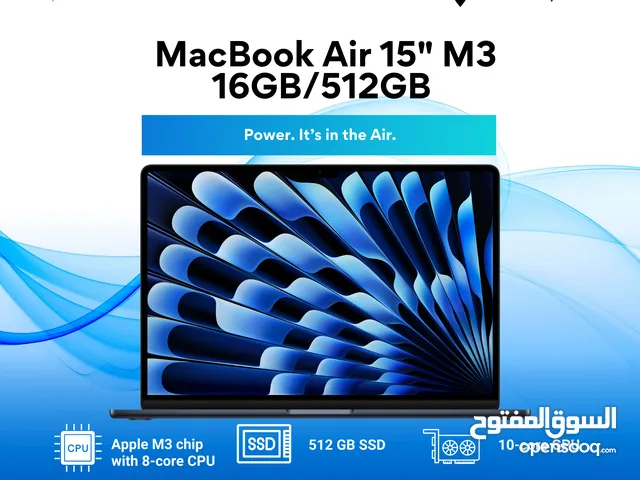 M3 16GB/512GB ماك بوك اير 15.3 انش /  15.3inch MacBook Air M3 16GB/512GB