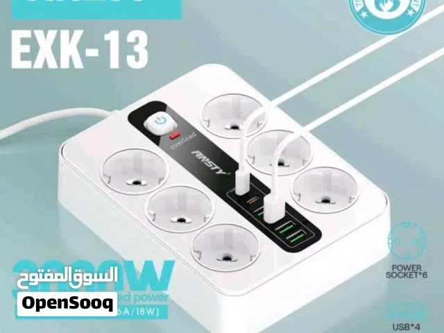 6 بواحد كهرباء مكتبيه وتغنيك عن 6 شواحن  مع محطه شحن للاجهزه الخلويه الحديثه الاصليه من شركه انستي