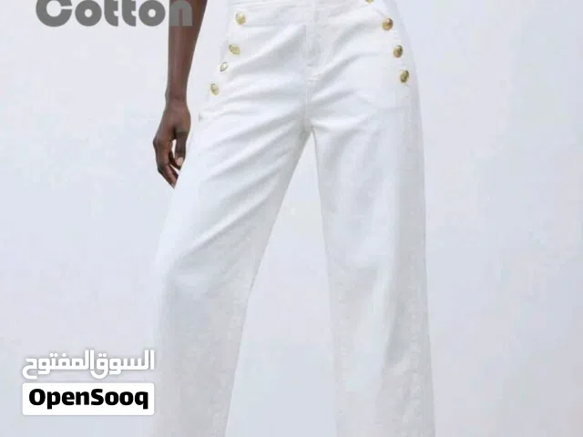 بنطلون قطن 100٪ ابيض