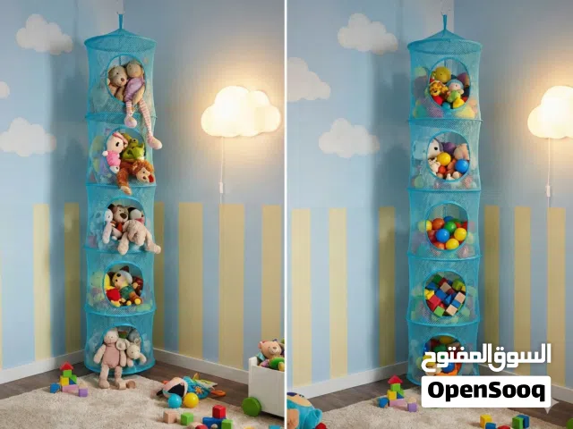 شبكة تخزين ألعاب معلقة 6 طبقات (IKEA Style) - ترتيب مثالي للغرفة يوفر مساحة كبيرة وشكل جميل