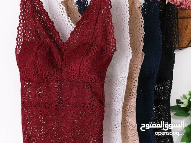 Lace flower vest with chest pad for ladies long sleeveless top available now in Oman order now