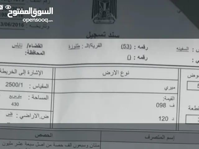 ارض للبيع مساحه 1 دونم