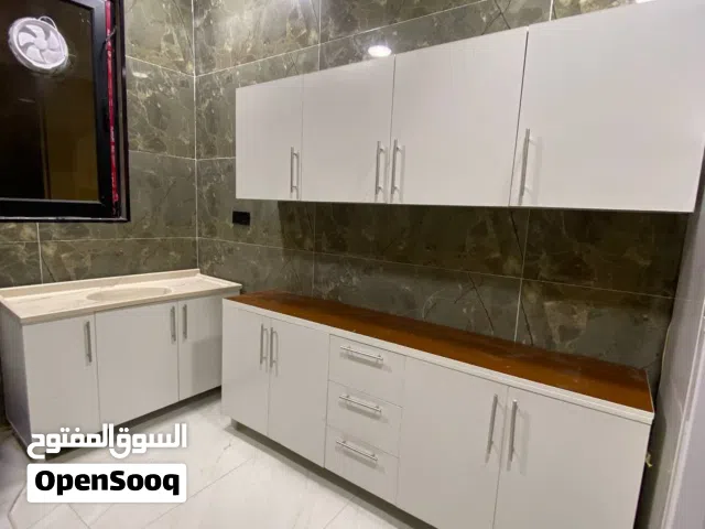 كاونتر خشب MDF ارضي وملحق قياس مترين + 3مجرات وسنك متر و20 مرمر