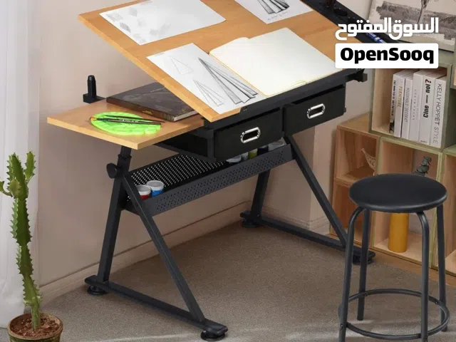 Drawing Table طاولة رسم خشبية مع كرسي وحامل لأدوات الرسم  ! مكتب رسم مميز وأنيق مع دروج عدد 2