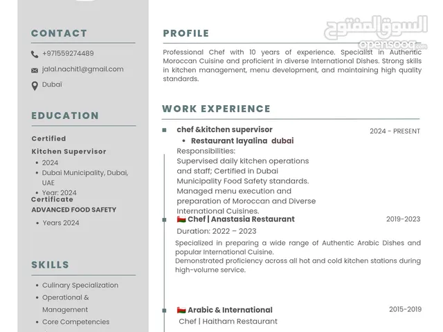 chef international food and morocan food