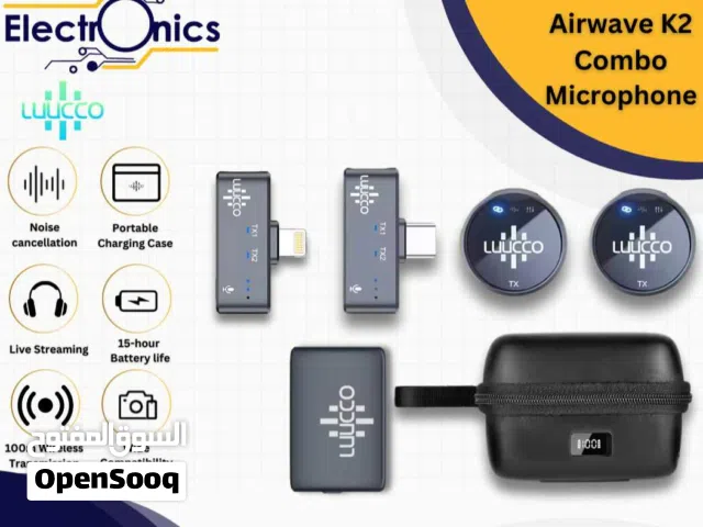 مايك لاسلكي للتلفون والكاميرا LUUCCO AIRWAVE K2 Combo
