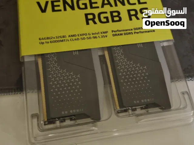 رامات 6000 Corsair VENGEANCE RGB DDR5 64GB جديده بقراطيسها ما انفكت ابد واقبل بدل 32 gb نفس السرعه