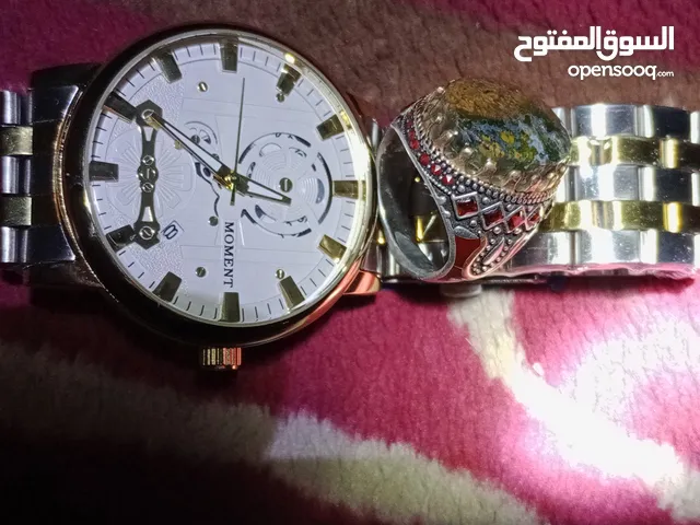 خاتم فضة عقيق + ساعة ماركة مومنت