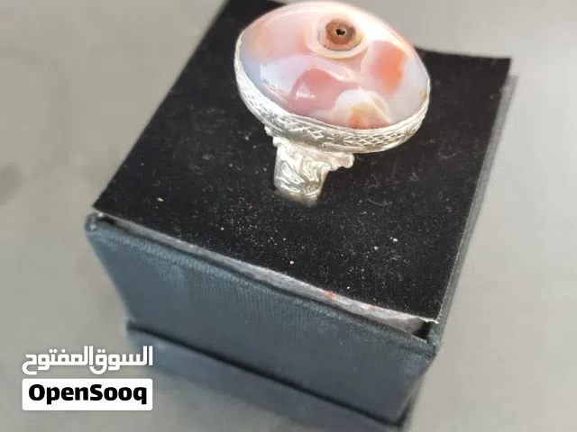 للبيع خاتم فضه عقيق سليماني من النوادر