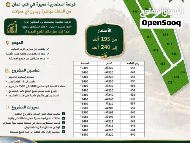 اراضي بين السرو والكمالية من المالك بدون عمولات