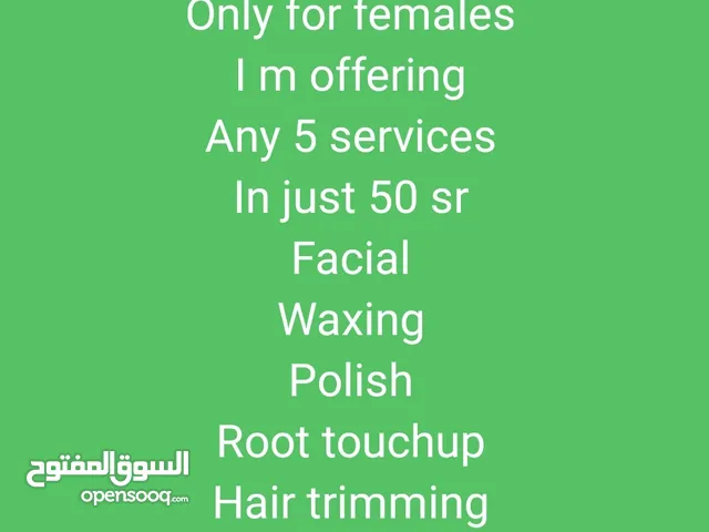 Any 5 services in 50sr only for females