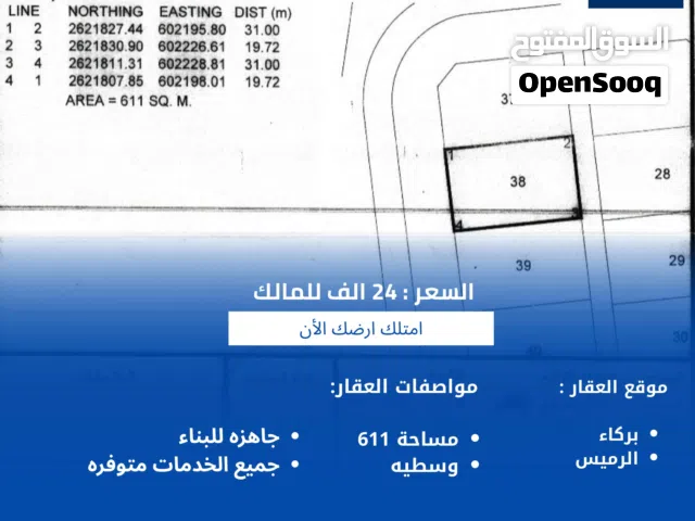 Dفرصة بواجهة و مواقف واسعه في الرميس الساحل مقابل مشروع ابو النخيل