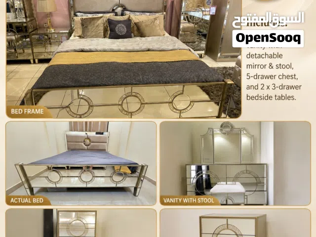 Luxury Mirrored Champagne Gold Bedroom Set