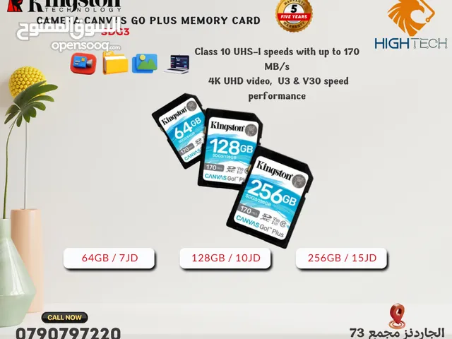 ميموري كارد للكاميرا - Kingston 64GB-128GB SDG3 Canvas GO Plus Memory Card.
