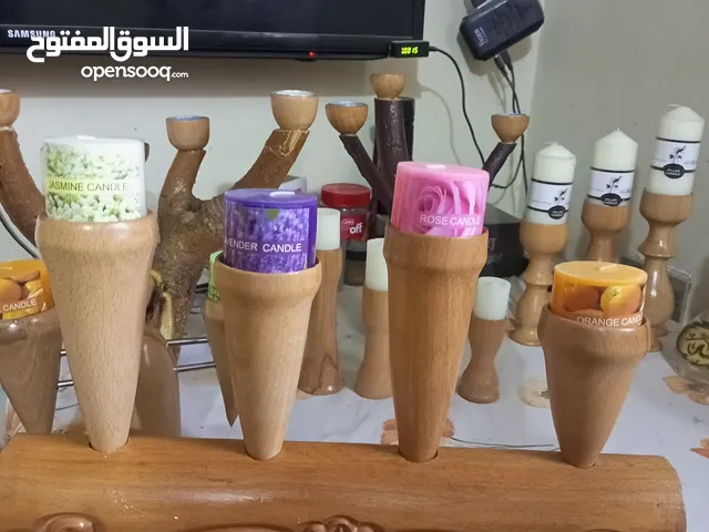 شمعدانات شغل يدوي خشب زان