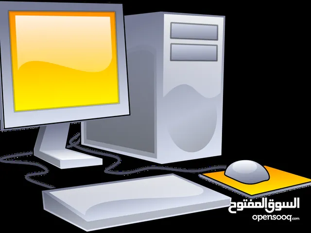 جهاز كمبيوتر مكتبي نظيف ويندوز مع الماوس والشاشة والفيبرد