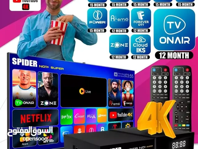 رسيفر سبايدر NO.1 4K UHD 5G SUPERنظام لينوكس سمارت مع رسيفر فقط اشتراكات 10 سنوات