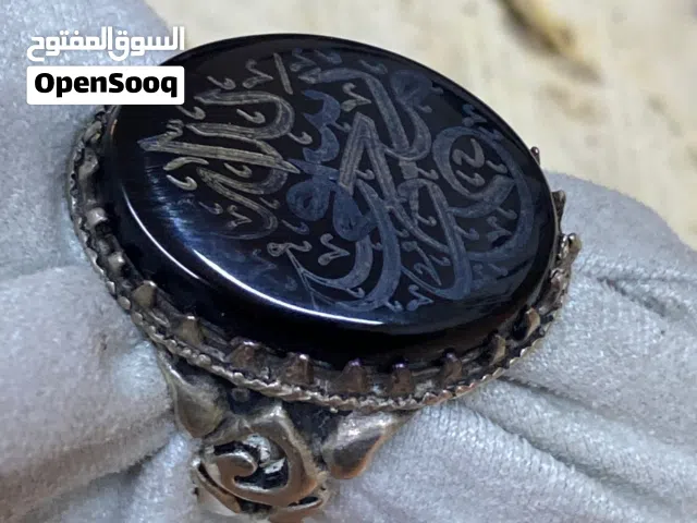 خاتم رجالي قيق يماني شفة العبد منقوش محمد رسول الله فضة 925 راقي ونادر