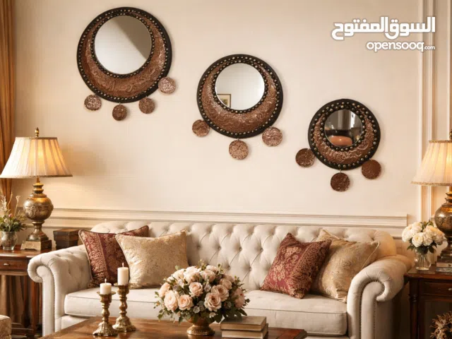 طقم خشب ومنحس مرآة 3 قطع احجام مختلفة محفور بالمعوذات شغل يدوي 3