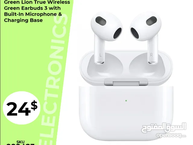 Green Lion True Wireless Green Earbuds 3 with Built-In Microphone & Charging Base