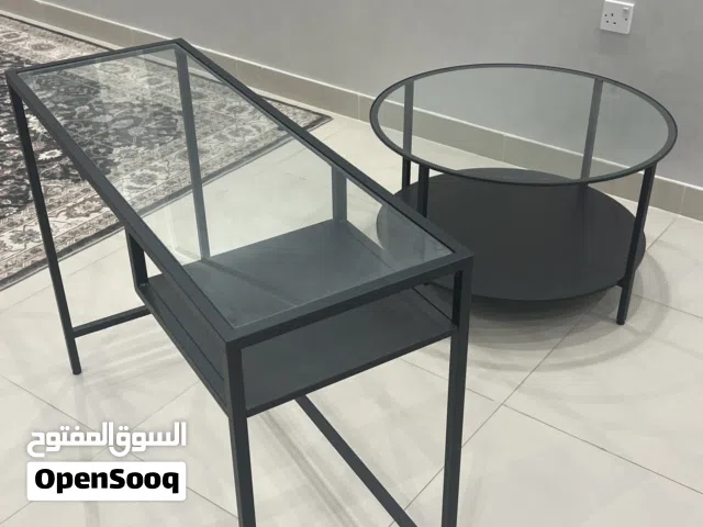 طاولات اثاث خشب وقزاز