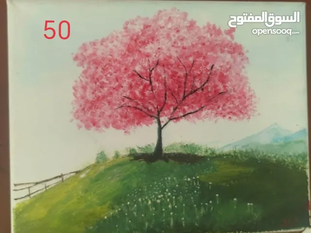 لوحات بألوان الاكريليك مع ورنيش للحفاظ عليها و تلميعها