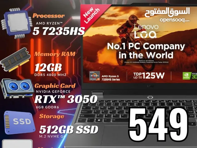 laptop lenovo RYZEN 5 لابتوب لينوفو رايزن 5 مع كرت شاشة 3050