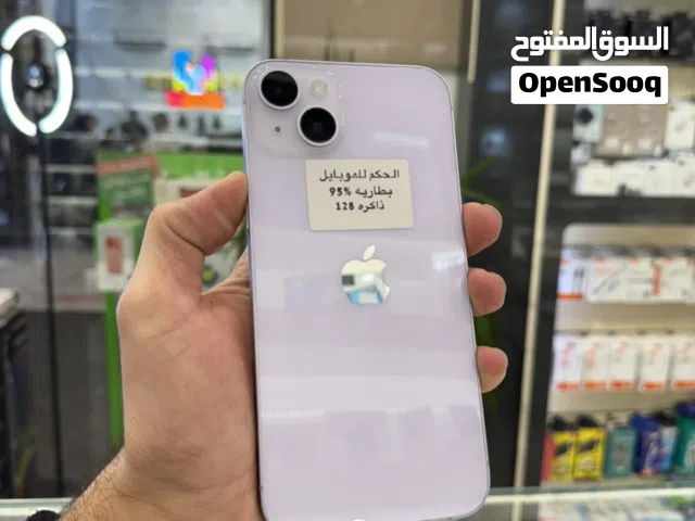 ايفون 14 بلاس  بطاريه 95% ذاكره 128 نضافه 100% لون بنفسجي