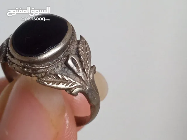 خاتم نقرة حرة ديال زمان بحجر العقيق الاسود