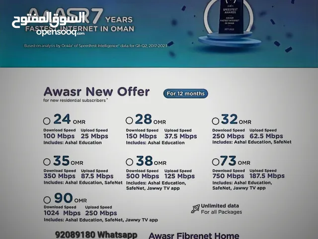 awasr fiber internet service Current Offer 24 omr