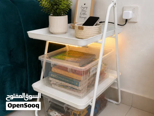 white 3-tier folding side table/storage shelf