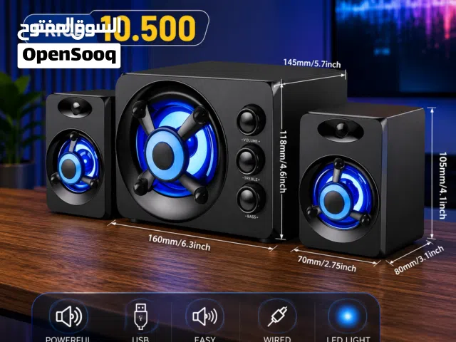 : Speaker System – Powerful Bass USB Wired Speakers with LED Lights