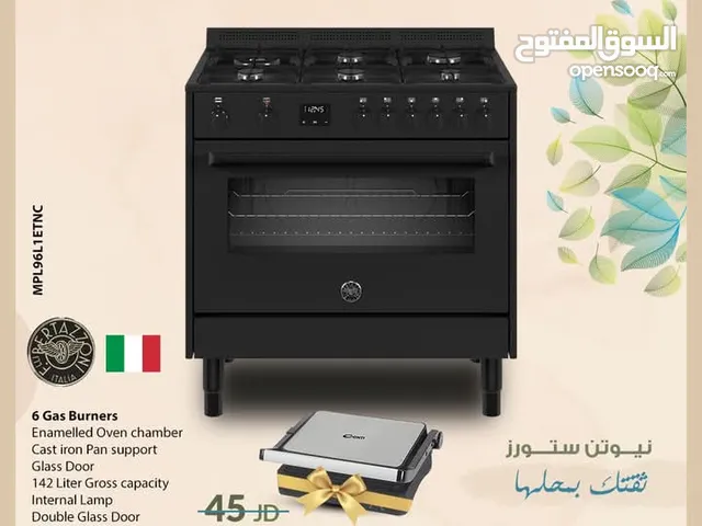 برتازوني فرن غاز 90سم 6 عيون 142 لتر فل سيفتي لون اسود من نيوتن ستورز nw12793