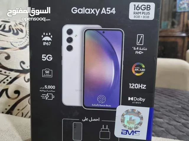 جهاز ما شاء الله Samsung A54 5G رام 16 جيجا 256 أغراضة والكرتونه الأصلية بكج معه متوفر توصيل