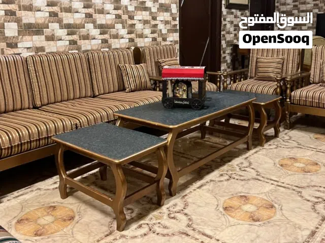 طقم مورس سبع مقاعد خشب زان كامل مع طقم طاولات
