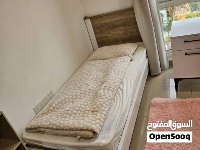 Two Single Bed with Headboard and Mattress - Light Wood Frame - 1m x 2,10m